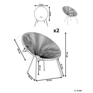 Beliani Set mit 2 Stühlen aus PE Rattan Modern ACAPULCO II  