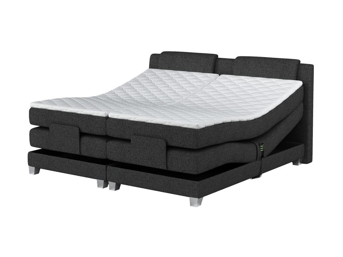 PALACIO Set letto boxspring testata + reti relax elettriche + materasso + topper CASTEL di PALACIO 2 Tessuto antracite  