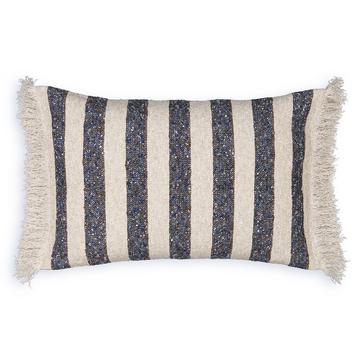 Housse de coussin rayée en coton
