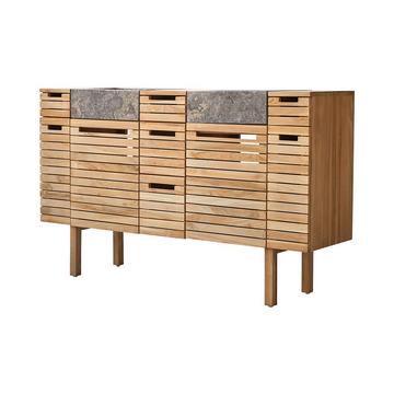 Mobile per il bagno in teak massello e marmo 150 cm Slats