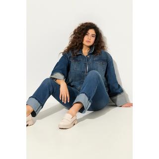 Ulla Popken  Jeans a 7/8 modello Mary con taglio della gamba ampio ed effetto sdrucito 