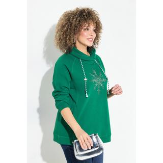 Ulla Popken  Sweat-shirt à col montant et manches longues, poches, flocon de neige 