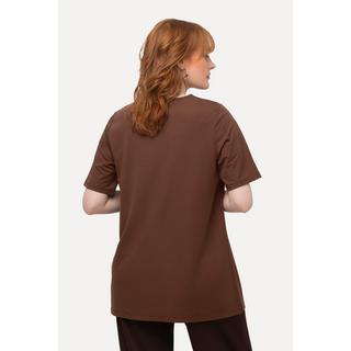 Ulla Popken  T-Shirt, Zierösen, Oversized, V-Ausschnitt, Halbarm 