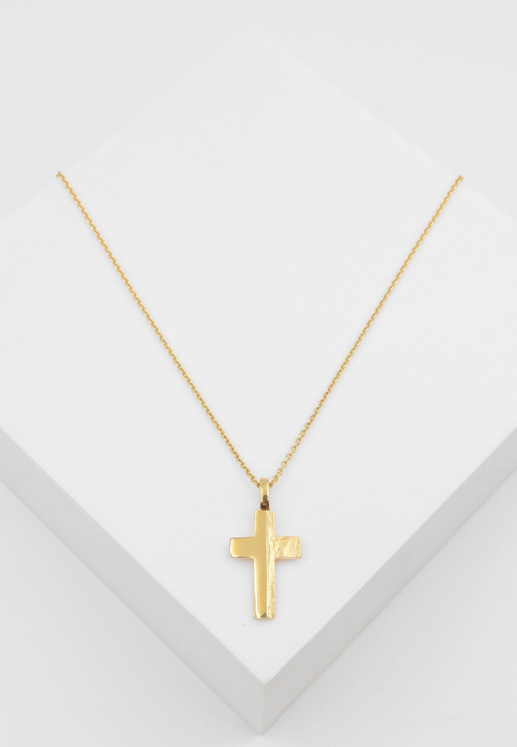 MUAU Schmuck  Anhänger Kreuz Gelbgold 750/18K strukturiert, 23x12mm 