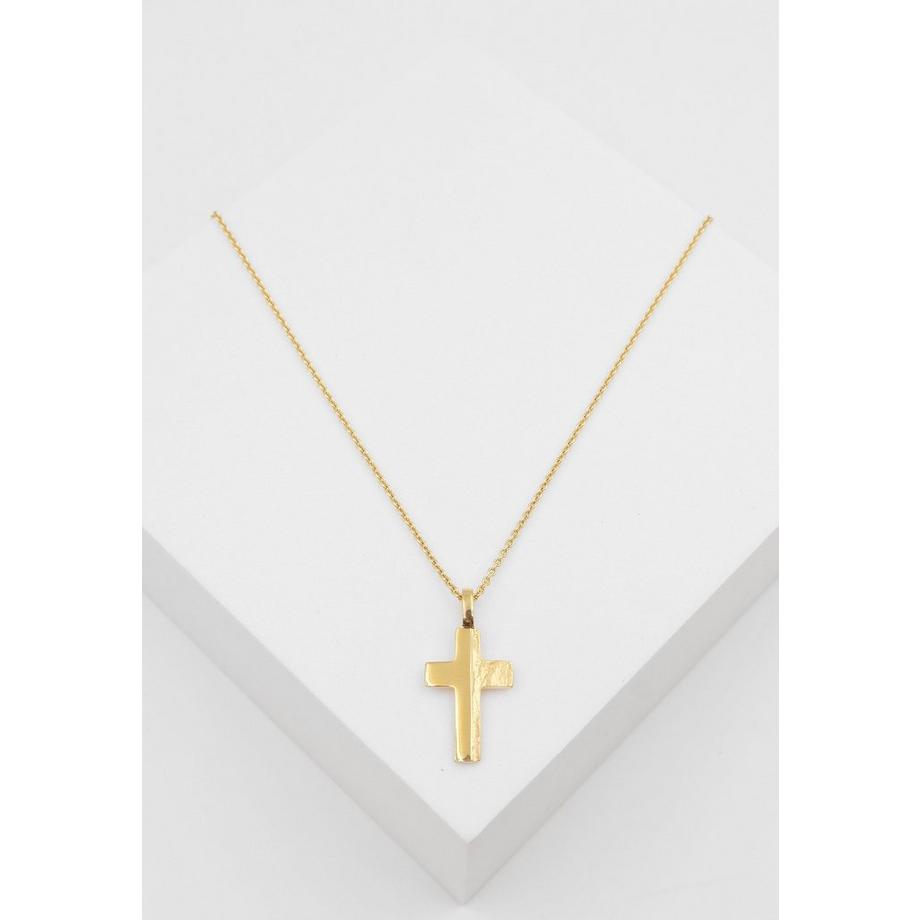 MUAU Schmuck  Anhänger Kreuz Gelbgold 750/18K strukturiert, 23x12mm 