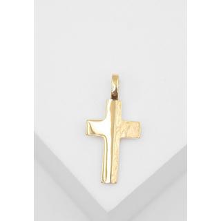 MUAU Schmuck  Anhänger Kreuz Gelbgold 750/18K strukturiert, 23x12mm 