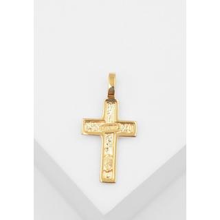 MUAU Schmuck  Anhänger Kreuz Gelbgold 750/18K strukturiert, 23x12mm 