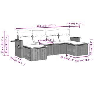 VidaXL Ensemble de canapés de jardin rotin synthétique  