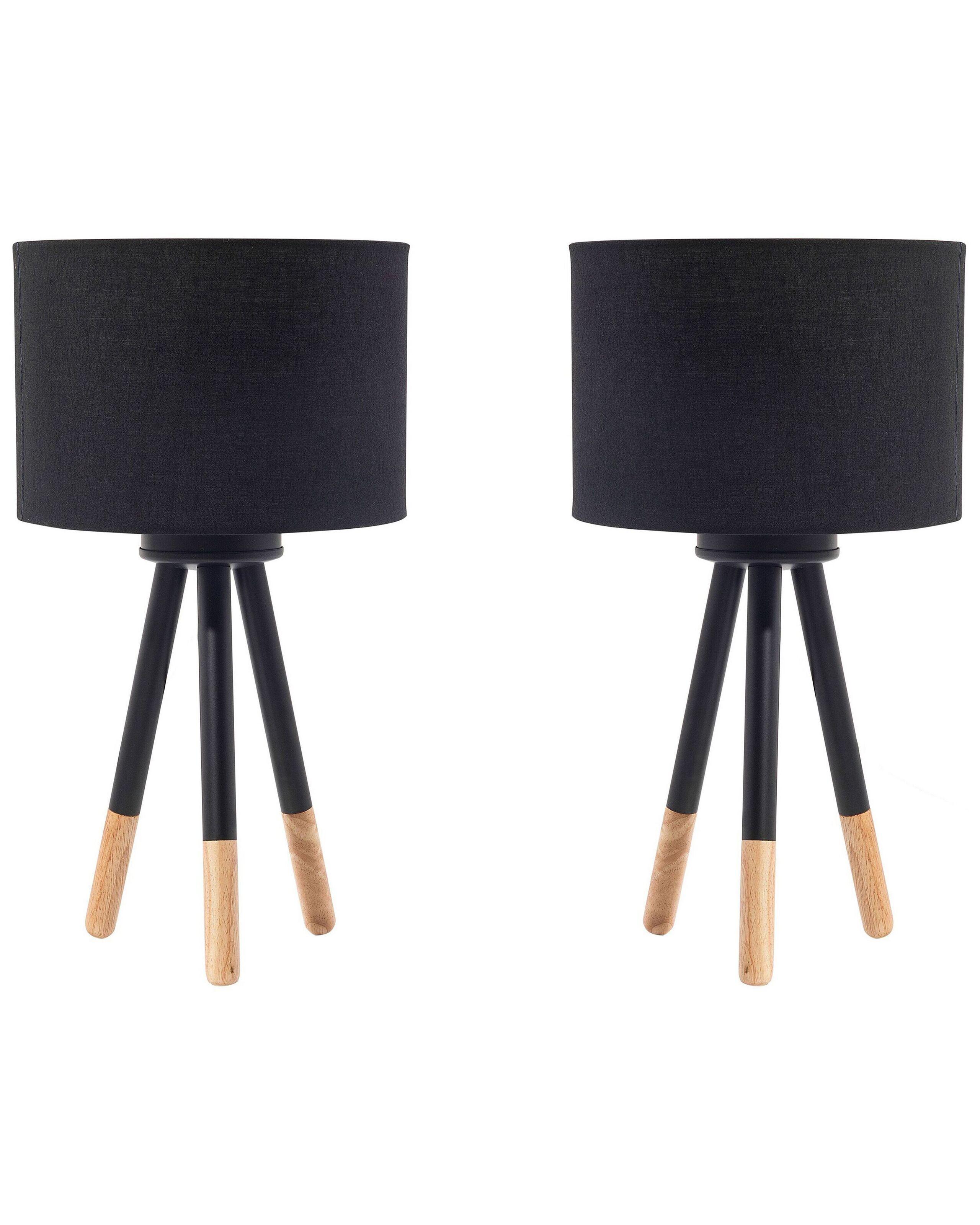 Image of Set Mit 2 Lampen Aus Chinesische Esche Modern Tobol Unisex Schwarz ONE SIZE