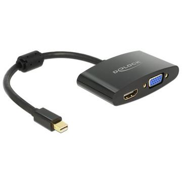 DeLOCK 65553 Videokabel-Adapter 0,18 m Mini DisplayPort HDMI + VGA (D-Sub) Schwarz