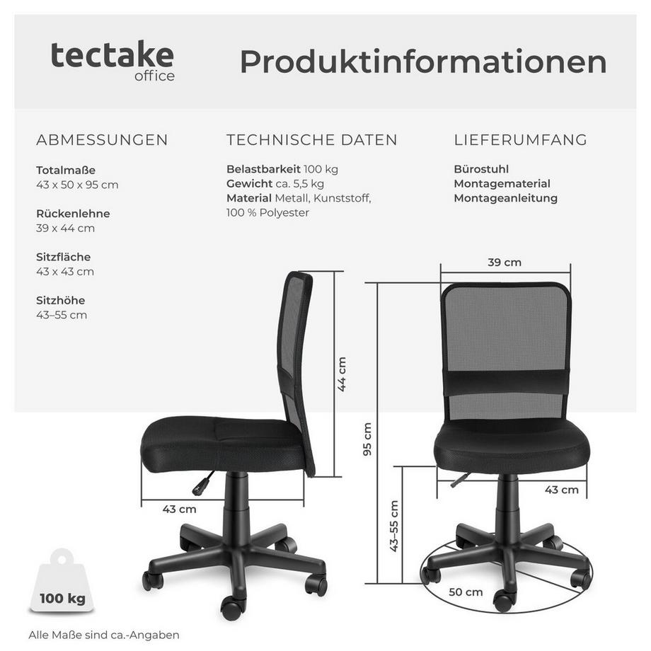 Tectake Sedia da ufficio Patrick  forma ergonomica  