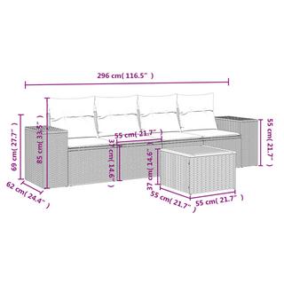 VidaXL Ensemble de canapés de jardin rotin synthétique  