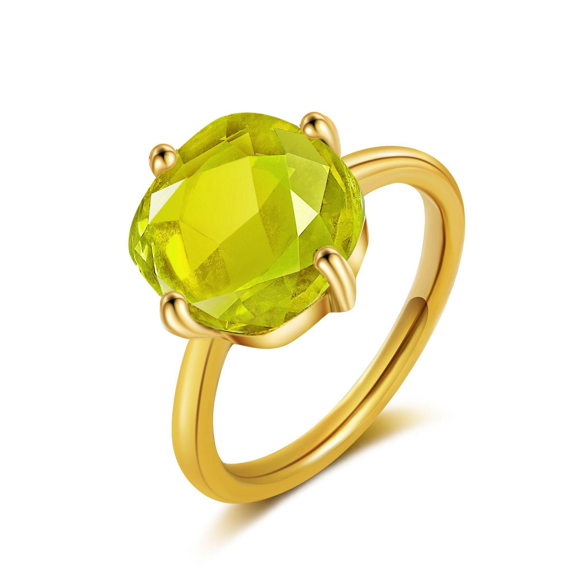 Image of Églantine Ring Lemon Quarz Damen Gold 53mm