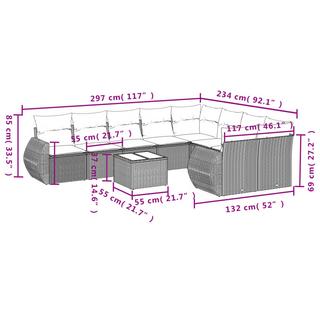 VidaXL Ensemble de canapés de jardin rotin synthétique  