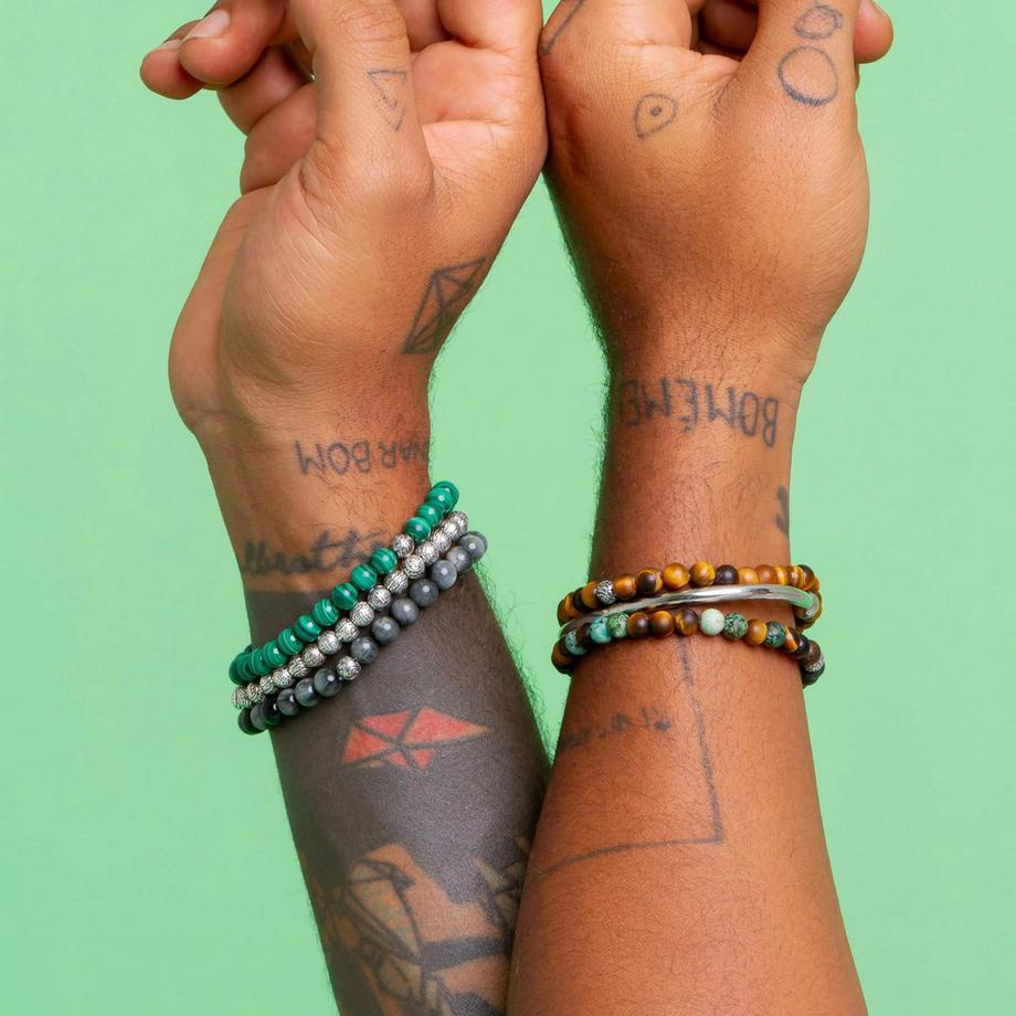 Balibay  Derio  Armband mit Malachit Steinen & 925er Silber 