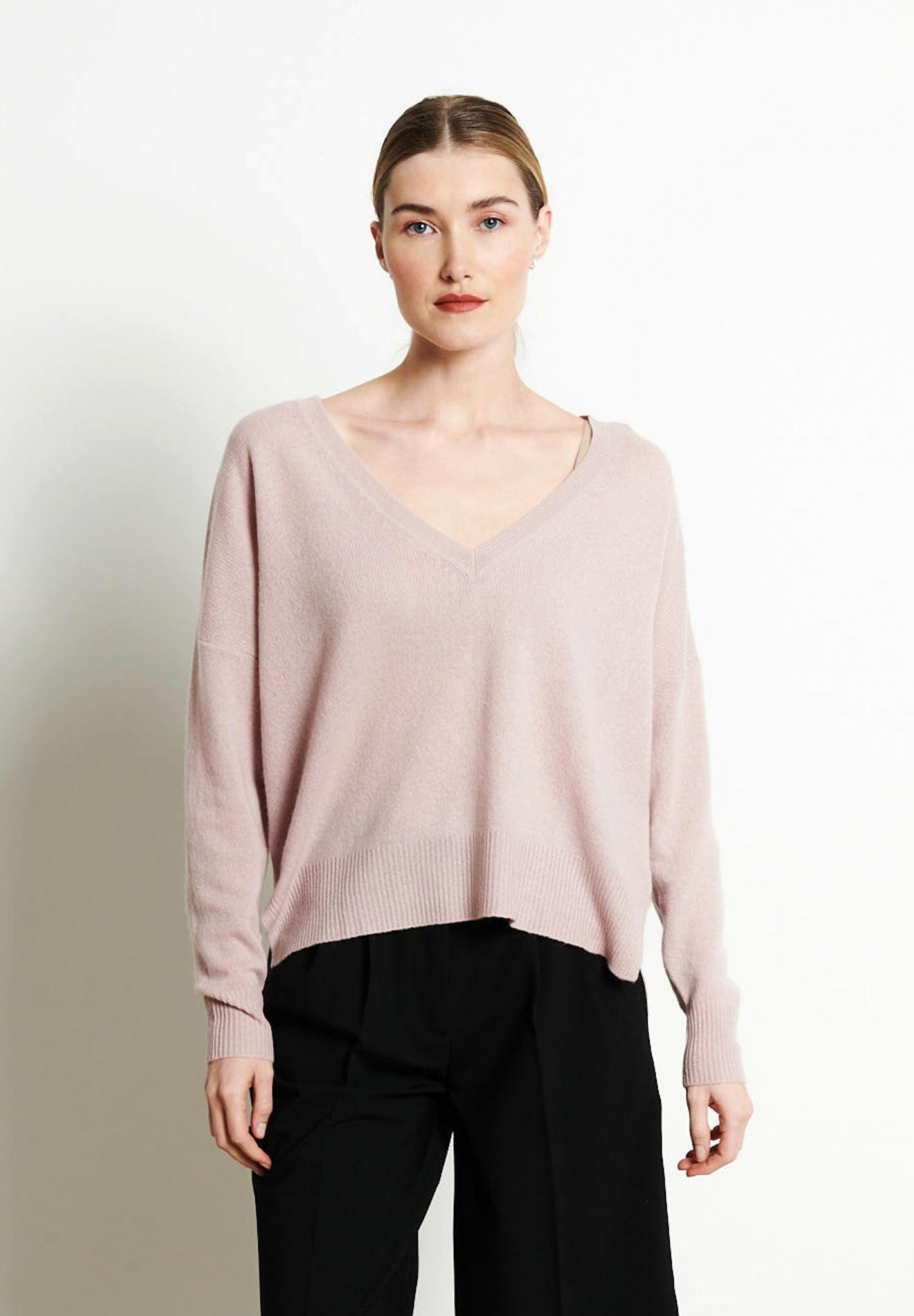 Image of Ria 3 Pullover Mit Tiefem V-ausschnitt Oversize - 100% Kaschmir Damen Nude S/M