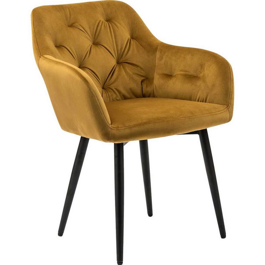 mutoni Chaise avec accoudoirs velours jaune  