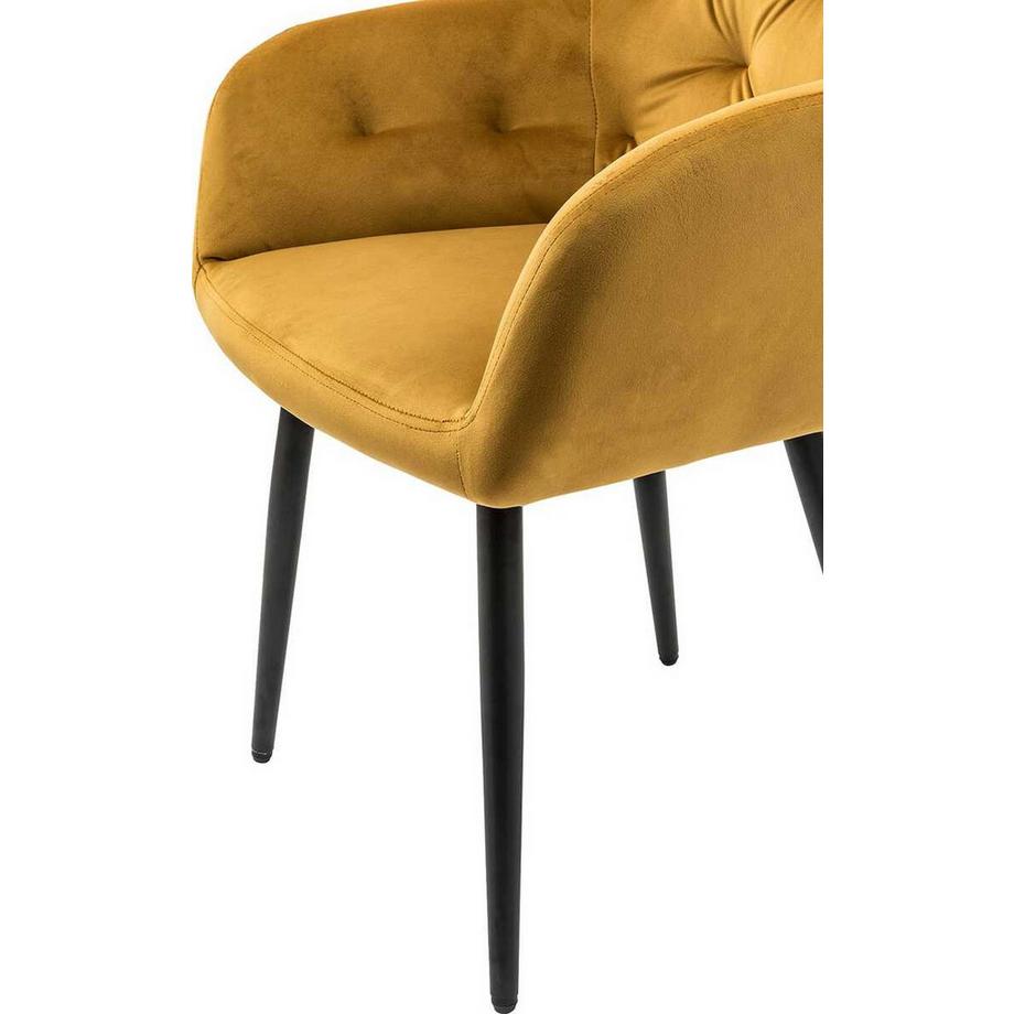 mutoni Chaise avec accoudoirs velours jaune  