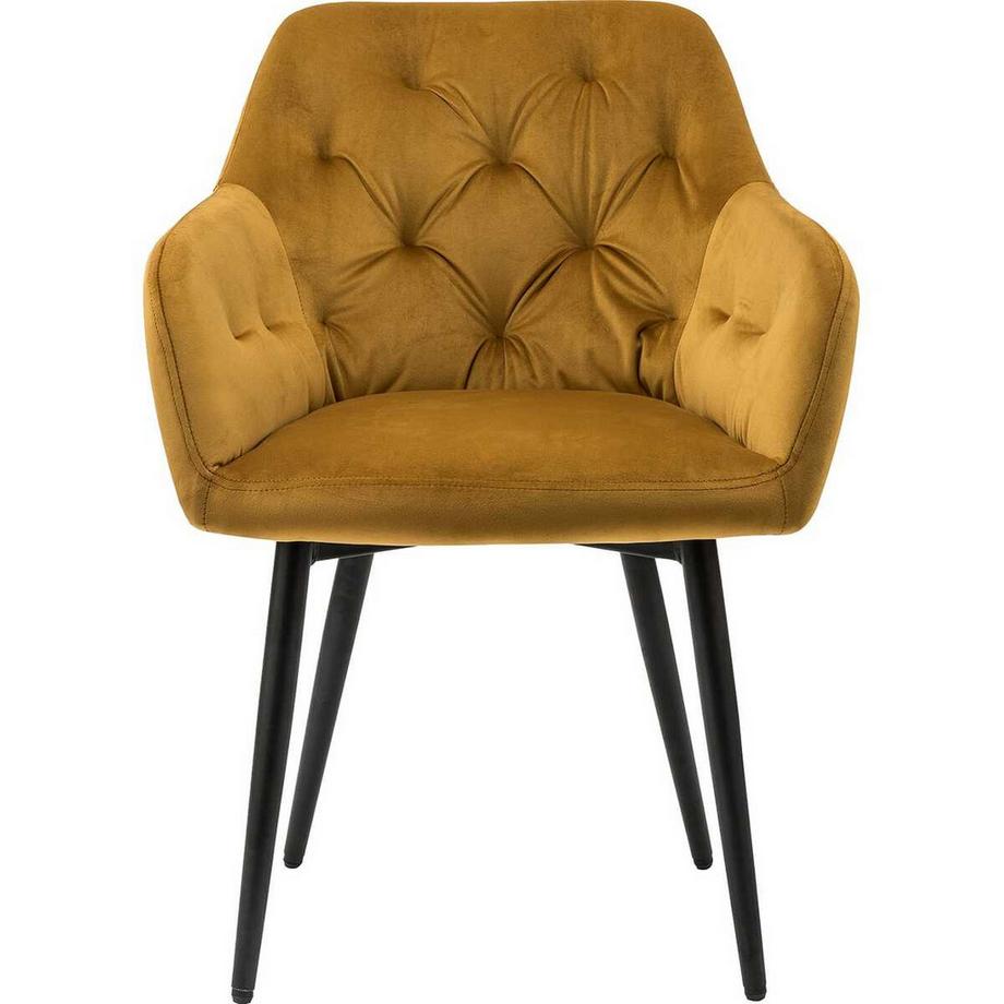 Chaise avec accoudoirs velours jaune