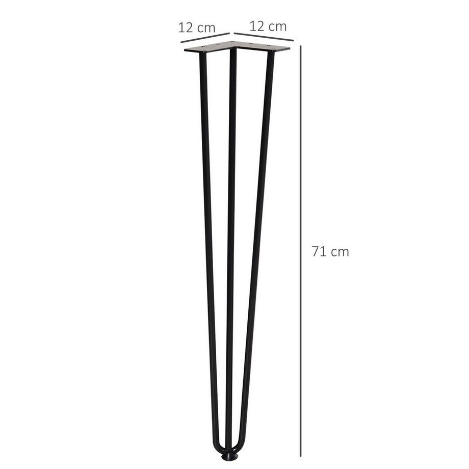 Northio  Tischbeine, 4er-Set Tischfüße, Möbelfüße aus Stahl Tischgestell mit Gabel-Design für Couchtisch, Esstisch, Schwarz, 12 x 12 x 72 cm Aosom 