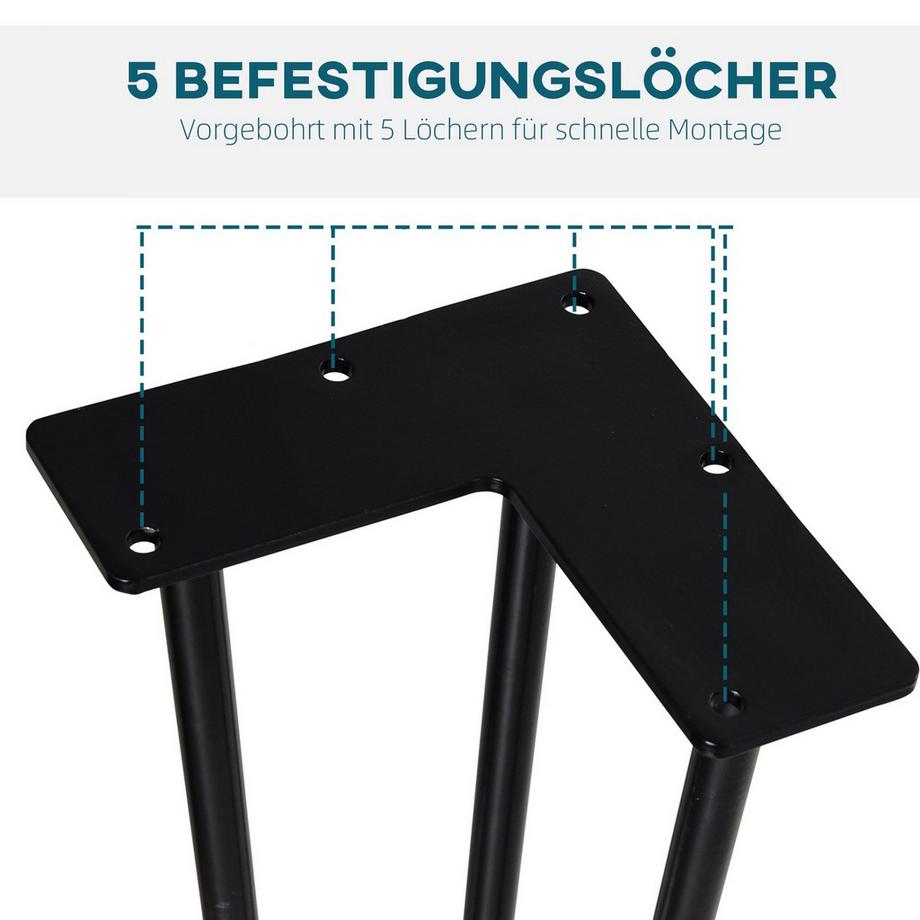 Northio  Tischbeine, 4er-Set Tischfüße, Möbelfüße aus Stahl Tischgestell mit Gabel-Design für Couchtisch, Esstisch, Schwarz, 12 x 12 x 72 cm Aosom 