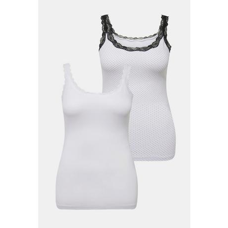 Ulla Popken 2er-Pack Spitze Punkte Einfarbig Unterhemden  