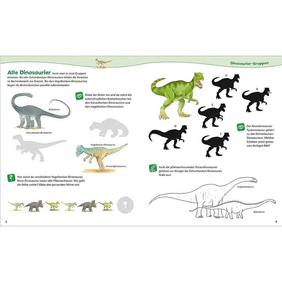 WAS IST WAS Junior Mitmach-Heft Dinosaurier Schuck, Sabine; Vohwinkel, Astrid (Illustrationen); Tessloff Verlag Ragnar Tessloff GmbH & Co.KG (Hrsg.); Walther, Max (Illustrationen); von Hacht, Esther (Illustrationen); Teltau, Irmtraut (Illustrationen); Hennig, Dirk (Illustrationen) Gebundene Ausgabe 
