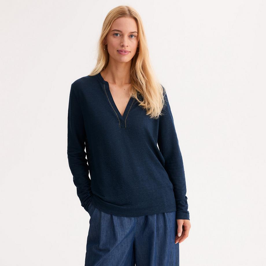 Shirt mit rundem Ausschnitt und Knopfleiste