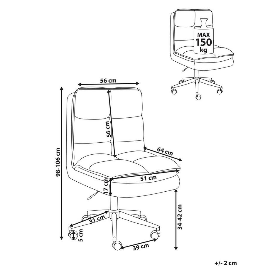 Beliani Chaise de bureau en Bouclé  ADDISON  