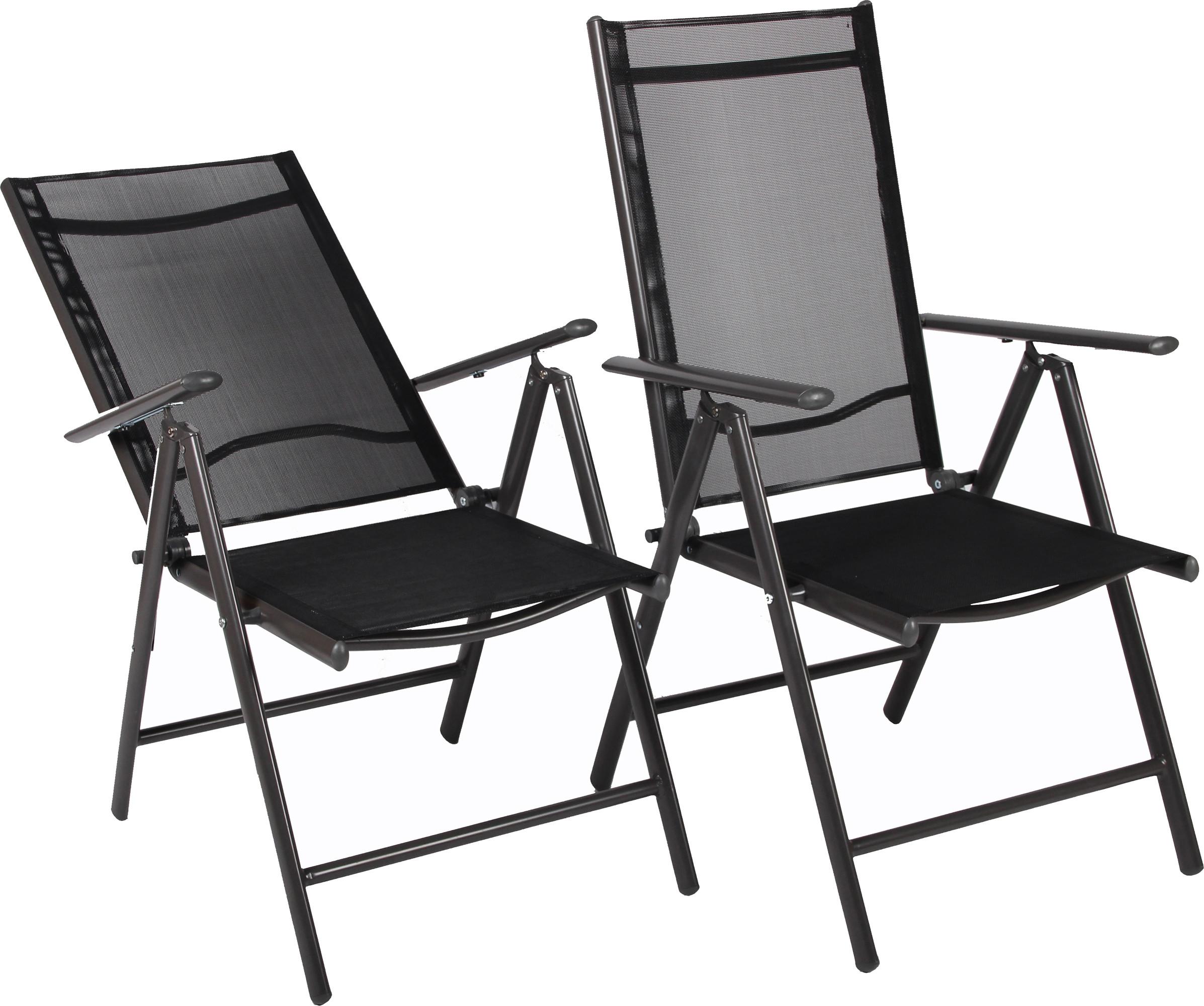 VCM Set aluminium chaise de jardin alu à haut dossier chaise de balcon camping chaise pliante (4 pieces)  