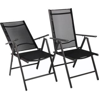 VCM Set aluminium chaise de jardin alu à haut dossier chaise de balcon camping chaise pliante (4 pieces)  