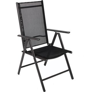 VCM Set aluminium chaise de jardin alu à haut dossier chaise de balcon camping chaise pliante (4 pieces)  