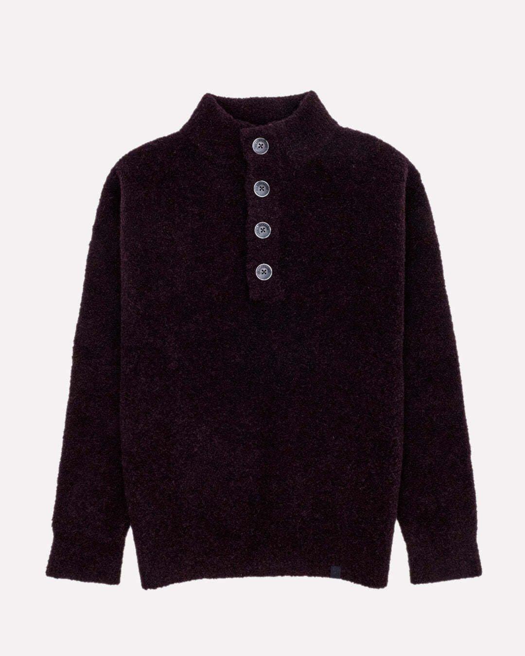 Image of Strickpullover Troyer Button Bouclé Herren Bordeaux S