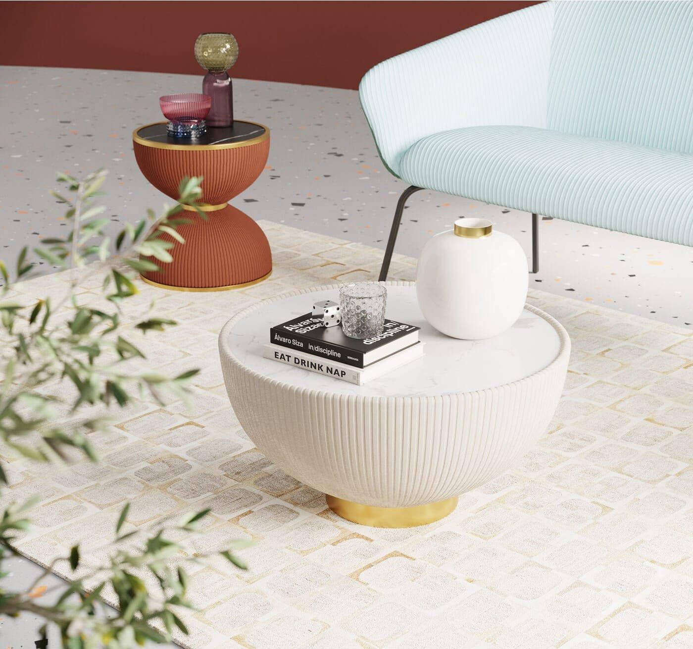 KARE Design Tavolino Endless Vegas bianco rotondo 71  