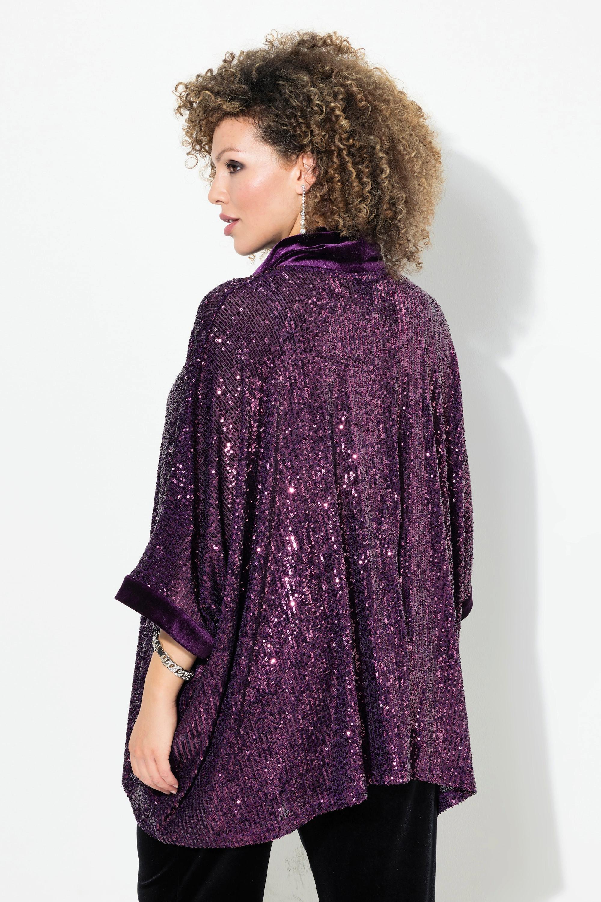 Ulla Popken  Maglia dal taglio oversize con paillettes, collo dolcevita e mezze maniche 