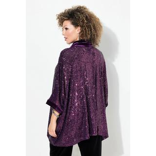 Ulla Popken  Maglia dal taglio oversize con paillettes, collo dolcevita e mezze maniche 