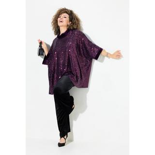 Ulla Popken  Maglia dal taglio oversize con paillettes, collo dolcevita e mezze maniche 