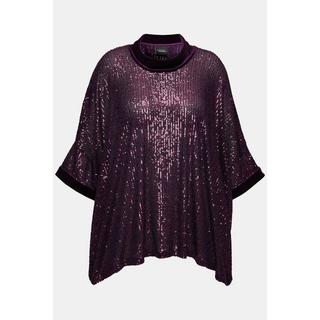 Ulla Popken  Maglia dal taglio oversize con paillettes, collo dolcevita e mezze maniche 