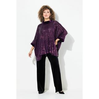 Ulla Popken  Maglia dal taglio oversize con paillettes, collo dolcevita e mezze maniche 