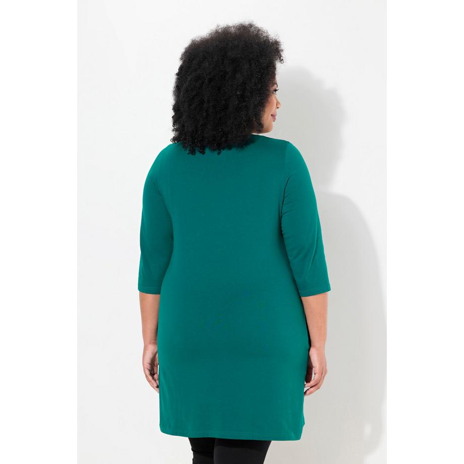 Ulla Popken Maglia Lunga Scollo Quadrato Maniche 3/4 Linea ad A  