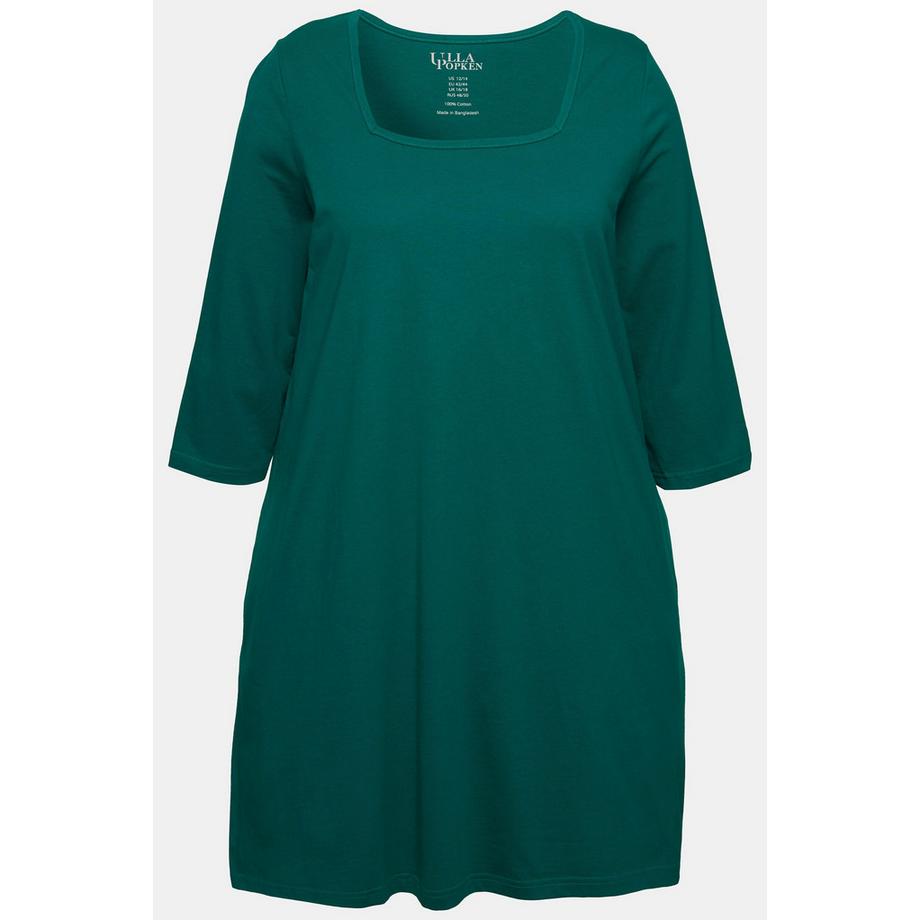 Ulla Popken Maglia Lunga Scollo Quadrato Maniche 3/4 Linea ad A  