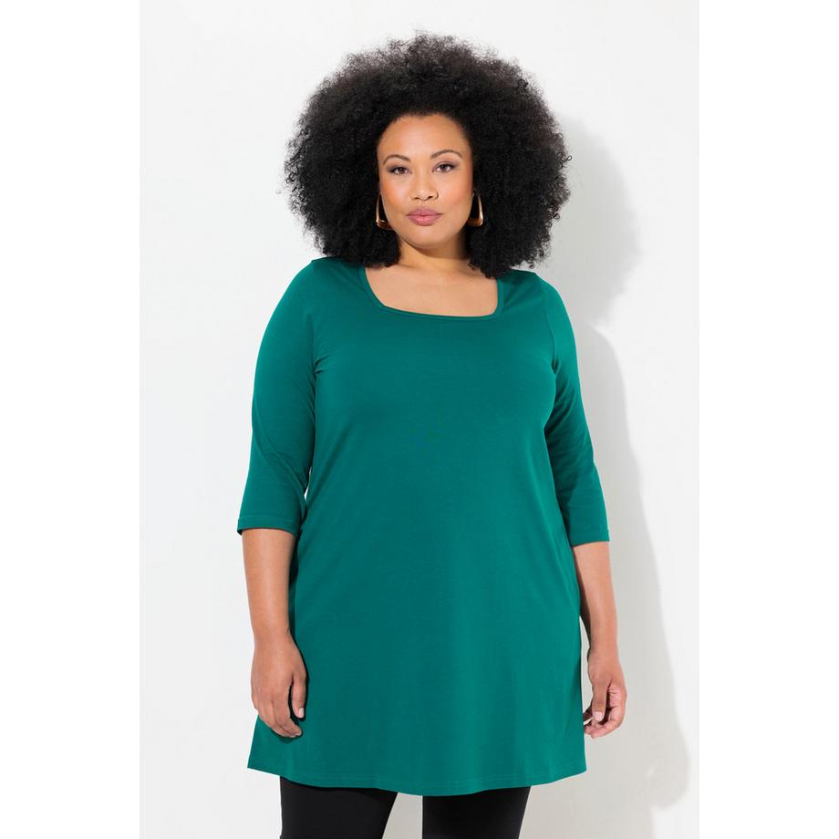 Ulla Popken Maglia Lunga Scollo Quadrato Maniche 3/4 Linea ad A  