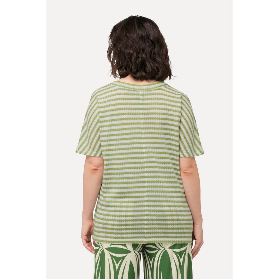 Ulla Popken Sweatshirt Two-Tone Oversized Col V Manches Courtes  