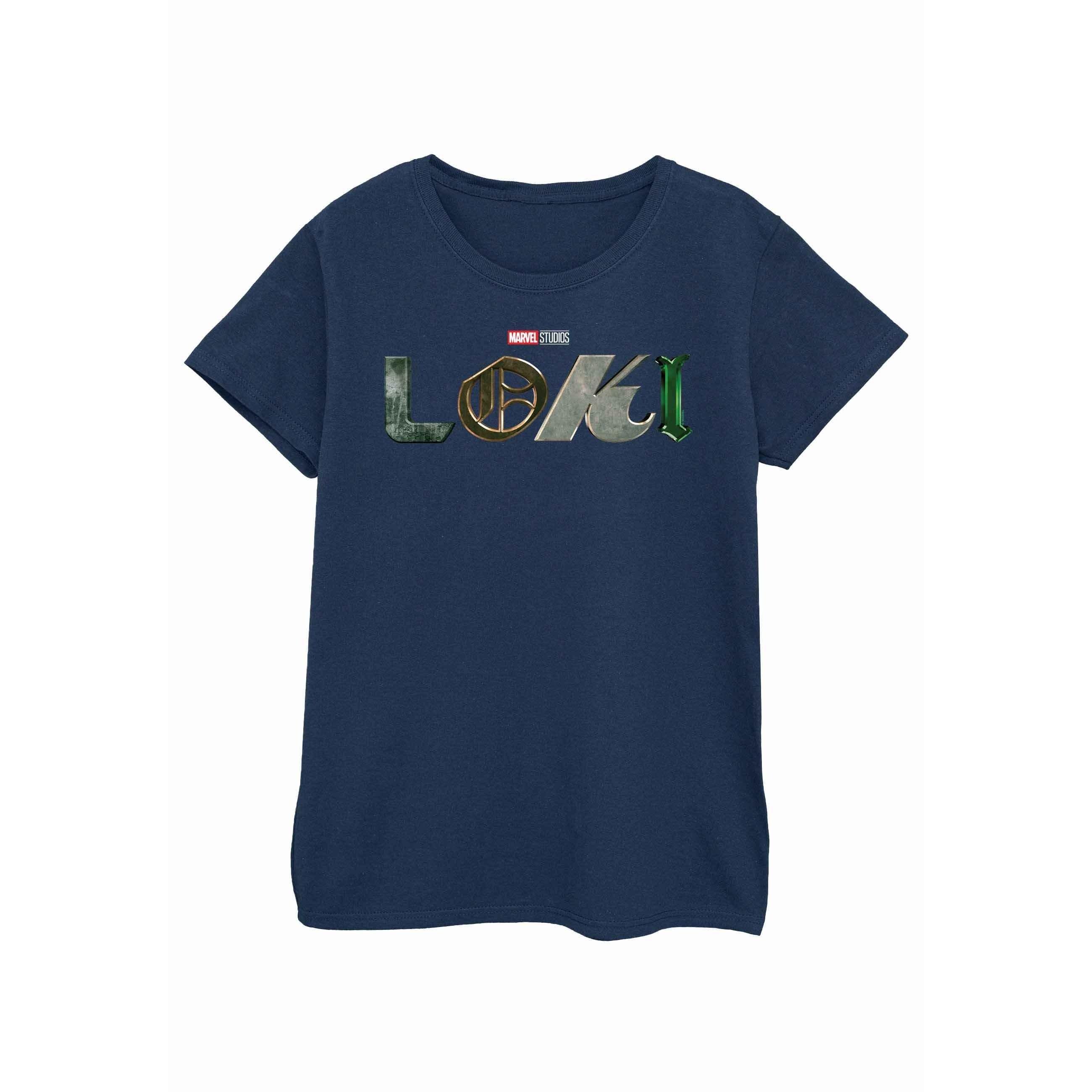 Image of Loki Logo Tshirt Damen Marine M