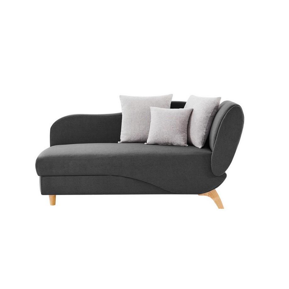 Vente-unique Méridienne gauche convertible en tissu anthracite avec coffre de rangement PENELOPE  