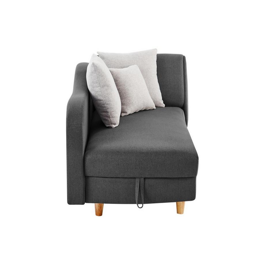 Vente-unique Méridienne gauche convertible en tissu anthracite avec coffre de rangement PENELOPE  