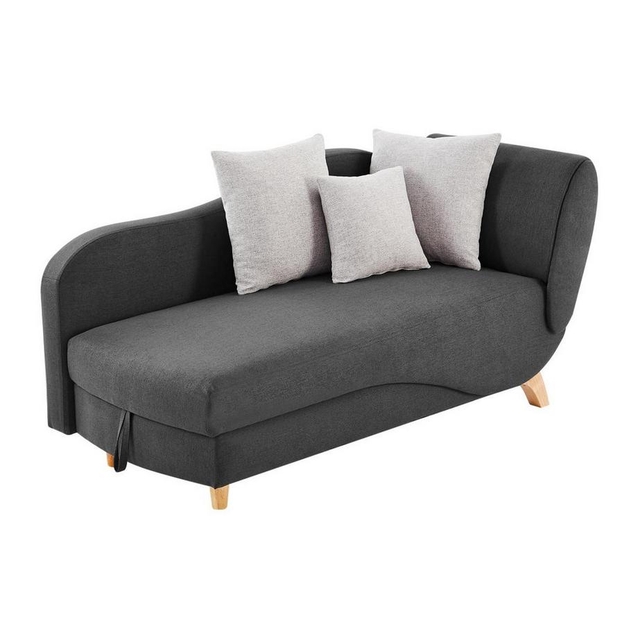Vente-unique Méridienne gauche convertible en tissu anthracite avec coffre de rangement PENELOPE  