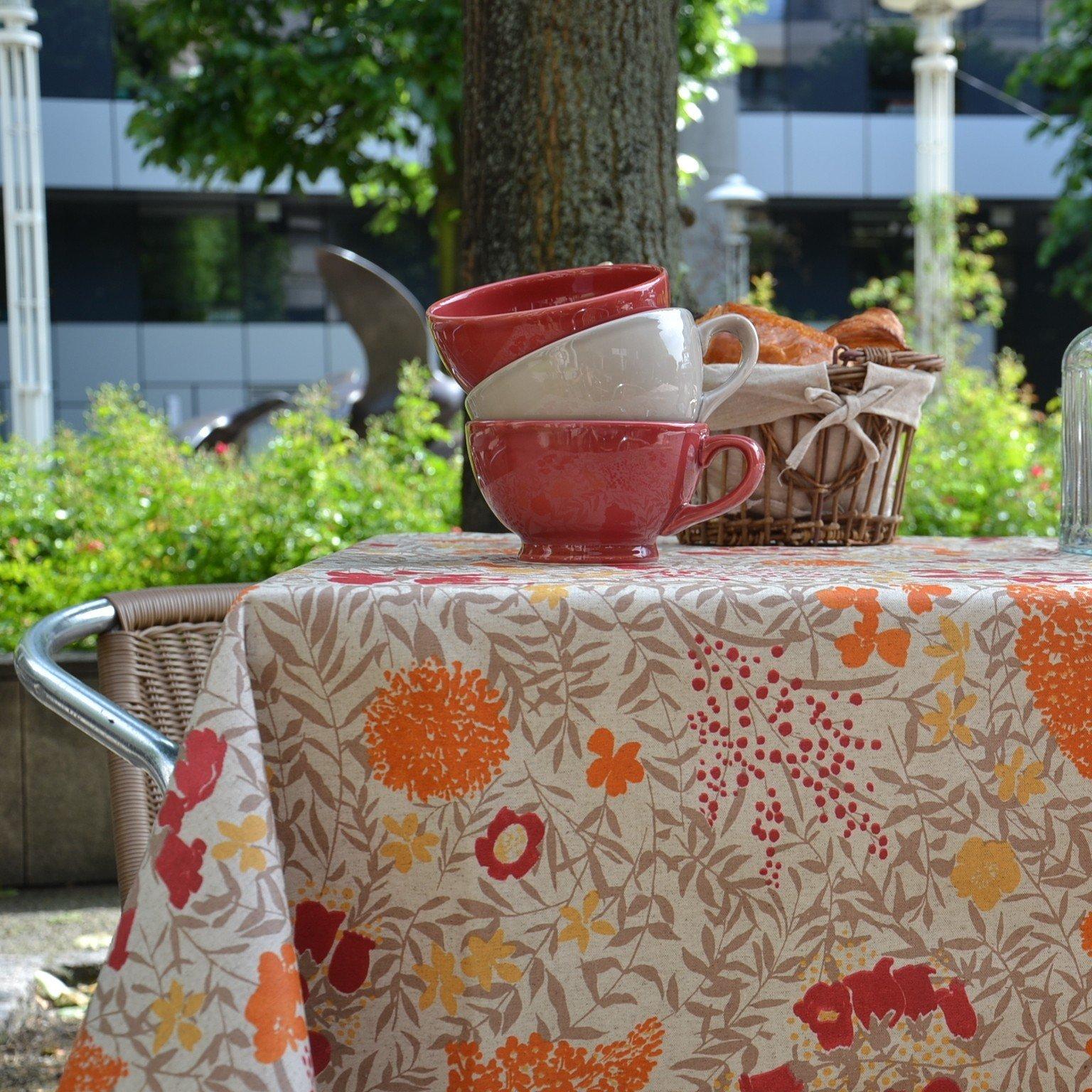 Image of Tischdecke abwaschbar Mimose mit Leinenhintergrund Tischdecke abwaschbar Mimose mit Leinenhintergrund
