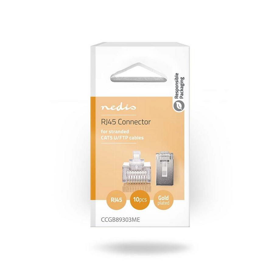 Nedis  Connecteur RJ45 | Mâle | STP CAT5 | Droit | Plaqué or | 10 pcs. | PVC | Transparent | Boîte 