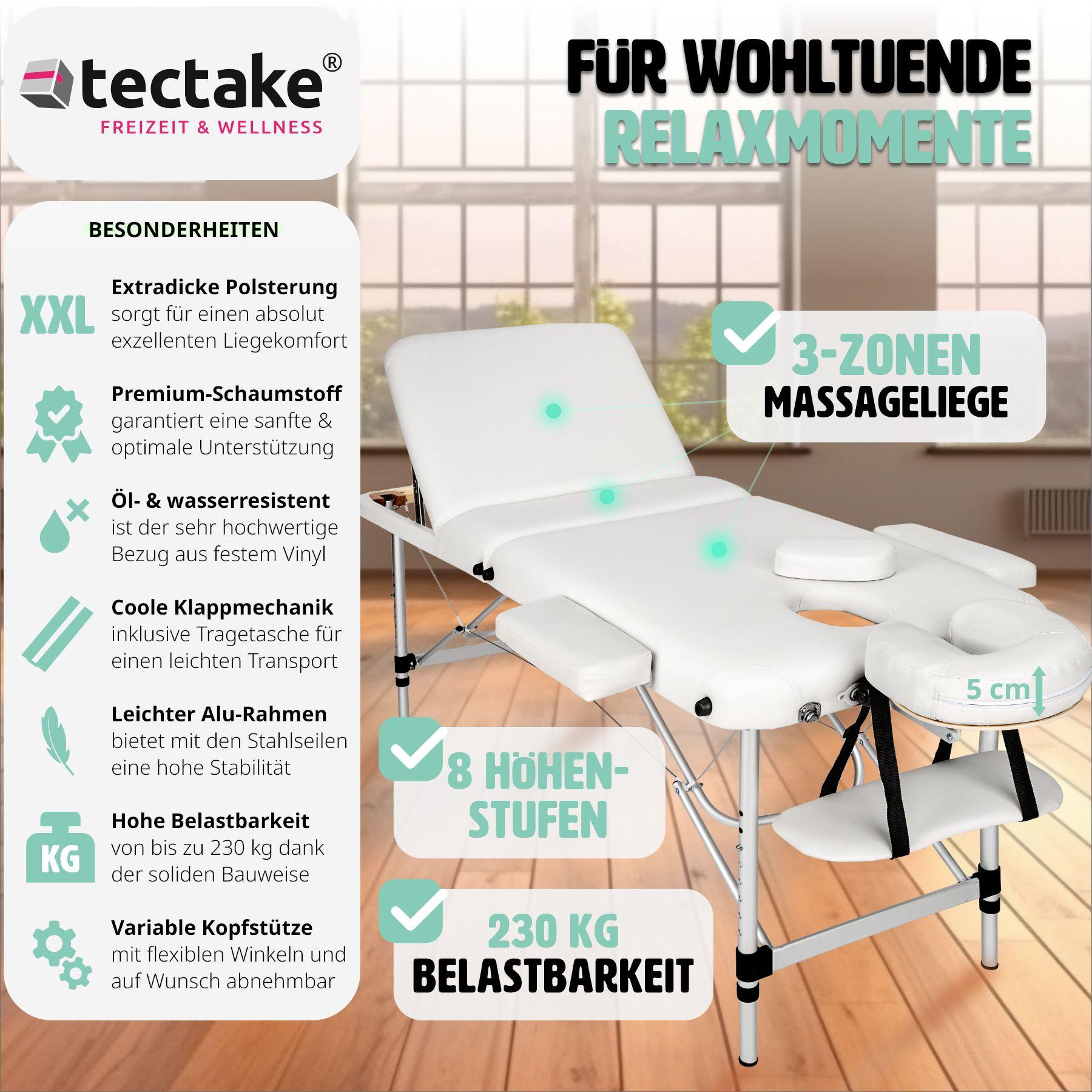 Tectake Table de massage Pliante 3 Zones Aluminium Portable + Housse  